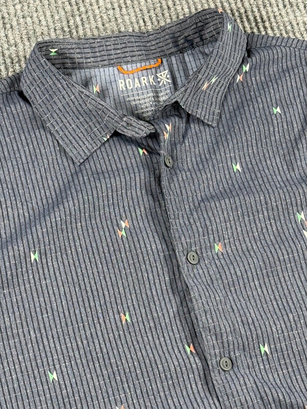 Roark Bless Up Shirt Men L Black Short Sleeve Button Up Lightweight Stretch